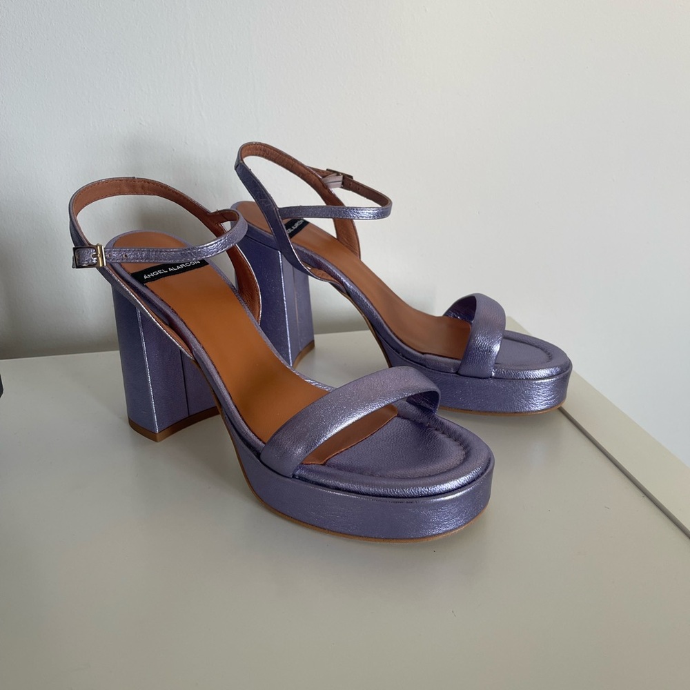 ANGEL ALARCON metallic Purple Platform Sandals